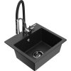 MEXEN/S - Milo granitový dřez 1-miska včetně baterie Aster, černá/stříbrná metalik 6505-73-73450-07-B
