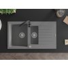 MEXEN/S - Matias granitový dřez 1.5 s odkapávačem včetně baterie Telma, šedá 6502-71-670200-70