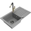 MEXEN/S - Pablo granitový dřez 1 s odkapávačem včetně baterie Flora, šedá 6510-71-670401-57-B