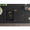 MEXEN/S - Bruno granitový dřez 1 s odkapávačem včetně baterie Flora, černá 6513-77-670401-57-B