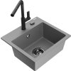 MEXEN/S - Milo granitový dřez 1-miska včetně baterie Flora, šedá 6505-71-670401-70-B