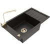 MEXEN/S - Elias granitový dřez 1-miska s odkapávačem včetně baterie Rita, černý/zlatý metalik 6511-75-670300-50