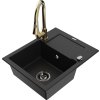 MEXEN/S - Enzo granitový dřez 1 s odkapávačem včetně Elia, černá 6506-77-670101-50-B