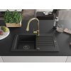 MEXEN/S - Pablo granitový dřez 1 s odkapávačem včetně baterie Elia, černá 6510-77-670101-50-B