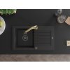 MEXEN/S - Pablo granitový dřez 1 s odkapávačem včetně baterie Elia, černá 6510-77-670101-50-B