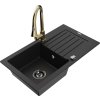 MEXEN/S - Pablo granitový dřez 1 s odkapávačem včetně baterie Elia, černá 6510-77-670101-50-B