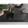 MEXEN/S - Bruno granitový dřez 1 s odkapávačem včetně baterie Elia, černá 6513-77-670101-50-B