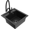 MEXEN/S - Vito granitový dřez 1-miska včetně baterie Duo, černá/stříbrná metalik 6503-73-671701-70-B