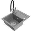 MEXEN/S - Enzo granitový dřez s odkapávačem včetně baterie Duo, šedá 6506-71-671701-07