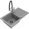 MEXEN/S - Pablo granitový dřez s odkapávačem včetně baterie Duo, šedá 6510-71-671701-07-B