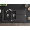 MEXEN/S - Andres granitový dřez s odkapávačem včetně baterie Elia, černá nakrapiany 6515-76-670101-00