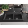 MEXEN - Hektor granitový dřez 2-bowl 800 x 480 mm, černá kropenatá, sifon chrom 6521802000-76
