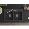 MEXEN - Hektor granitový dřez 2-bowl 800 x 480 mm, černá kropenatá, sifon chrom 6521802000-76