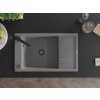 MEXEN/S - Elias granitový dřez 1-miska s odkapávačem včetně baterie Rita, šedý 6511-71-670300-70-B