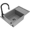 MEXEN/S - Elias Elias granitový dřez 1-miska s odkapávačem včetně baterie Savita, šedá 6511-71-672601-70-B