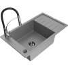 MEXEN/S - Elias granitový dřez 1 s odkapávačem včetně baterie Aster, šedá 6511-71-73450-07-B