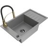 MEXEN/S - Elias granitový dřez 1 s odkapávačem včetně baterie Aster, šedá 6511-71-73450-57-B
