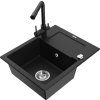 MEXEN/S - Enzo granitový dřez 1-miska s odkapávačem včetně baterie Duero, černá 6506-77-671600-70