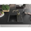 MEXEN/S - Enzo granitový dřez 1 s odkapávačem včetně baterie Carla, černá 6506-77-670700-50-B