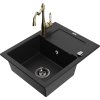 MEXEN/S - Enzo granitový dřez 1 s odkapávačem včetně baterie Carla, černá 6506-77-670700-50-B