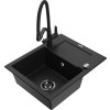 MEXEN/S - Enzo granitový dřez s odkapávačem včetně baterie Duo, černá 6506-77-671701-70-B