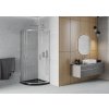 MEXEN/S - Rio čtvrtkruhový sprchový kout 80 x 80, transparent, chrom + vanička se sifonem Flat, černý 863-080-080-01-00-4170