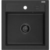 MEXEN/S - Vito Vito granitový dřez 1-miska 520x490 mm, černý/stříbro metalik + černý sifon 6503521000-73-B