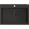 MEXEN/S - Elix granitový dřez 1-miska 700 x 500 mm, černá/zlatá metalik, sifon černá 6526701005-75-B