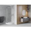 MEXEN/S - Rio čtvrtkruhový sprchový kout 80 x 80, dekor/mráz, chrom + vanička Rio 863-080-080-01-30-4710
