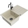 MEXEN/S - Bruno granitový dřez 1-miska s odkapávačem včetně baterie Carla, béžová 6513-69-670700-70