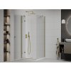 MEXEN/S - Roma sprchový kout 90x90, kyvný, čiré sklot, złatý + vanička 854-090-090-50-00-4010