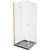 MEXEN/S - Lima sprchový kout zalamovací dveře 90 x 90, transparent, zlatý + Flat černá vanička se sifonem 856-090-090-50-00-4070G