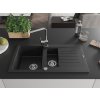 MEXEN/S - Matias granitový dřez 1.5 s odkapávačem včetně baterie Rita, černý 6502-77-670300-00