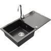 MEXEN/S - Leo granitový dřez 1 s odkapávačem včetně baterie Telma, černá kropenatý 6501-76-670200-00