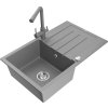 MEXEN/S - Bruno granitový dřez s odkapávačem včetně baterie Duero, šedá 6513-71-671600-71