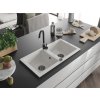 MEXEN/S - Mario granitový dřez 2-bowl 820 x 436 mm, bílá, + sifon grafit 6504822000-20-B