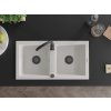 MEXEN/S - Mario granitový dřez 2-bowl 820 x 436 mm, bílá, + sifon grafit 6504822000-20-B