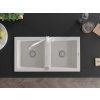 MEXEN/S - Mario granitový dřez 2-bowl včetně baterie Carla, bílá 6504-20-670700-20