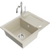 MEXEN/S - Enzo granitový dřez 1 s odkapávačem včetně baterie Carla, béžová 6506-69-670700-00