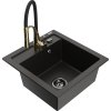 MEXEN/S - Vito granitový dřez 1-miska včetně baterie Aster, černá/zlatá metali 6503-75-73450-57-B