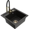 MEXEN/S - Vito granitový dřez 1-miska včetně baterie Aster, černá/zlatá metali 6503-75-73450-57-G
