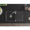 MEXEN/S - Pablo granitový dřez 1 s odkapávačem včetně baterie Aster, černá kropenatá 6510-76-73450-07
