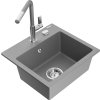MEXEN/S - Milo granitový dřez 1-miska včetně baterie Flora, šedá 6505-71-670401-06