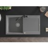 MEXEN/S - Leo granitový dřez 1-miska s odkapávačem včetně baterie Carla, šedá 6501-71-670700-70