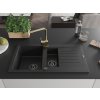MEXEN/S - Matias granitový dřez 1.5 s odkapávačem včetně baterie Rita, černý 6502-77-670300-50-B