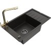 MEXEN/S - Elias granitový dřez 1-miska včetně baterie Duero, černá/zlatá metalik 6511-75-671600-50-B