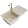 MEXEN/S - Leo granitový dřez s odkapávačem včetně baterie Duero, béžová 6501-69-671600-50