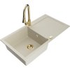MEXEN/S - Leo granitový dřez 1-miska s odkapávačem včetně baterie Elia, béžová 6501-69-670101-50