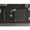 MEXEN/S - Leo granitový dřez 1-miska s odkapávačem včetně baterie Elia, černá kropenatá 6501-76-670101-00