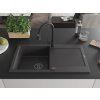 MEXEN/S - Leo granitový dřez 1-miska s odkapávačem včetně baterie Elia, černá kropenatá 6501-76-670101-70-B